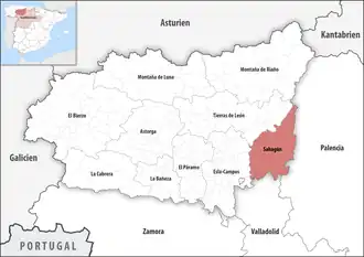 Die Lage der Comarca Sahagún in der Provinz León