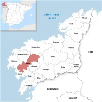 Die Lage der Comarca Xallas in der Provinz A Coruña