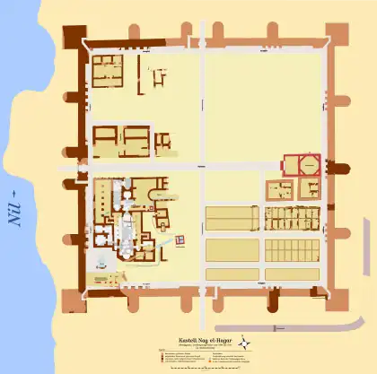 Weiterentwicklungen: Das um 300 n. Chr. in Ägypten errichtete rückwärtige Limeskastell Nag el-Hagar mit seiner spätantiken Palastanlage und einer ungewöhnlichen Principia mit oktogonalem Fahnenheiligtum