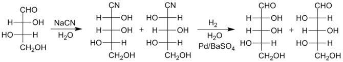 Kiliani-Fischer-Synthese über Iminbildung und anschließende Hydrolyse