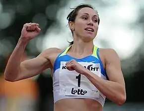 Kim Gevaert, 2002 Vizeeuropameisterin über 100 und 200 Meter, schied als Achte ihres Rennens im Halbfinale aus