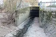 Ende der Verrohrung kurz vor dem Zufluss in den Rhein nahe dem Koblenz-Kesselheimer Hafen