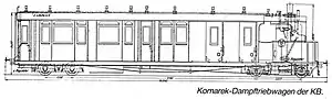 Komarek-Dampftriebwagen der Kerkerbachbahn, um 1905