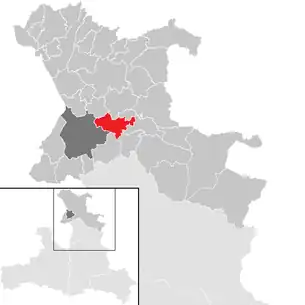 Lage der Gemeinde Koppl im Bezirk Salzburg-Umgebung (anklickbare Karte)