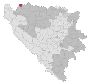 Lage der Gemeinde Kostajnica (Gemeinde) in Bosnien und Herzegowina (anklickbare Karte)