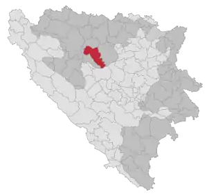 Lage der Gemeinde Kotor Varoš in Bosnien und Herzegowina (anklickbare Karte)