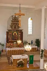 Altar der früher evangelischen, heute katholischen Kirche in Kraskowo (Schönfließ)