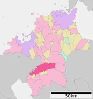 Lage Kurumes in der Präfektur