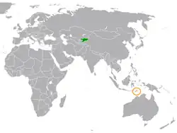 Lage von Kirgisistan und Osttimor