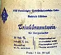 1 Liter Trinkbranntwein für Bergarbeiter zu EVP 1,60 M, VEB Vereinigte Getränkebetriebe Cottbus, Betrieb Lübben