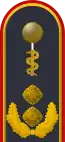 Dienstgradabzeichen eines Generalstabsarztes (Approbation für Humanmedizin) auf dem Schulterstück der Jacke des Dienstanzuges für Luftwaffenuniformträger