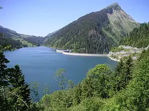 Der Lac de l’Hongrin, oberer Speichersee des Kraftwerks