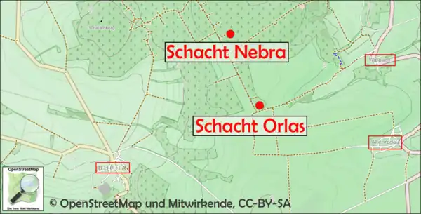 Lage der Schächte Orlas und Nebra