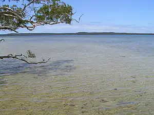 Der Lake Weyba liegt zwei Kilometer von der Küstenlinie entfernt.