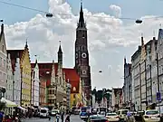 Landshuter Innenstadt mit Martinskirche, höchster Backsteinturm der Welt.