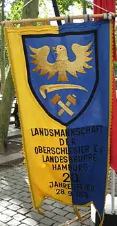 Fahne der deutschen Landsmannschaft der Oberschlesier von 1974