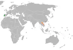 Lage von Portugal und Laos