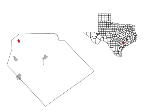 Lage von Moulton im Lavaca County (links) und in Texas (rechts)