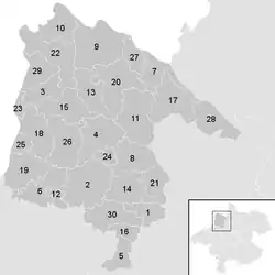 Lage der Gemeinde Bezirk Schärding   im Bezirk Schärding (anklickbare Karte)