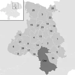 Lage der Gemeinde Bezirk Urfahr-Umgebung   im Bezirk Urfahr-Umgebung (anklickbare Karte)