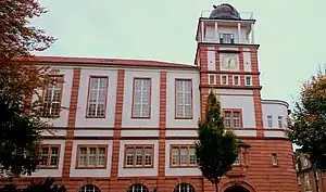 Das Gymnasium im November 2014, fotografiert vom Leipziger Platz aus in Richtung Norden.