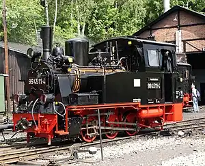 99 4511 am 11. Juni 2011 im Bahnhof Jöhstadt