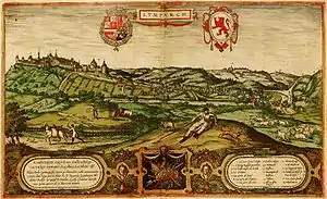 Limburg in Civitatis Orbis Terrarum von Georg Braun 1575