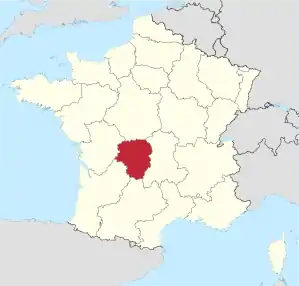 Lage der früheren Region Limousin in Frankreich