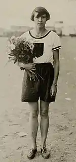 Lina Radke nach dem Olympiasieg 1928