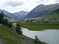 Einmündung des Spöl in den Lago di Livigno, bei Livigno, Blick nach Süden46.55558510.147569