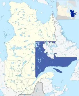 Lage der Region Côte-Nord in Québec