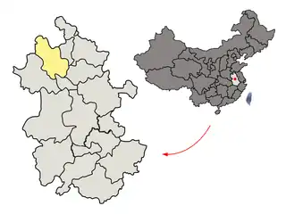 Lage der Bozhous in der Provinz Anhui