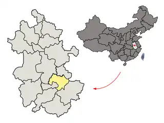 Lage von Wuhu in der chinesischen Provinz Anhui