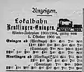 Winterfahrplan 1903/1904, damals verkehrten werktags elf und sonntags dreizehn Zugpaare