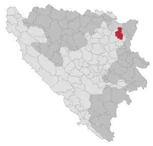 Lage der Gemeinde Lopare in Bosnien und Herzegowina (anklickbare Karte)