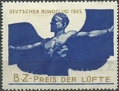 Reklamemarke zum Deutschen Rundflug 1925, B.Z.-Preis der Lüfte