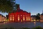 Die Ludwigskirche illuminiert in pfingstlichem Rot, 2009