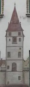 Wachturm Lueg ins Land am Vindelikerhaus (Ausschnitt der Wandmalerei)