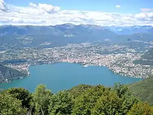 Lugano vom Sighignola her gesehen