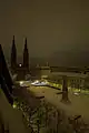 Luisenplatz in Wiesbaden mit Waterloo-Denkmal und Kirche St. Bonifatius