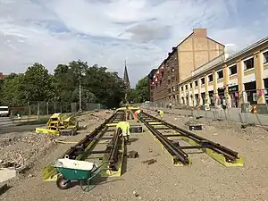 Bauarbeiten auf der Straße Sankt Laurentiigatan (2018)