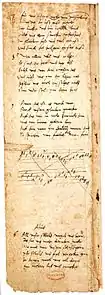 Vater Unser, Autograph des Liedtextes mit der einzigen Notenschrift aus der Hand Luthers