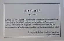 Lux Guyer Gedenktafel, Bahnhofstrasse 71, Zürich