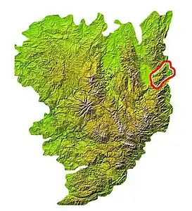 Lage der Monts du Lyonnais am östlichen Rand des Zentralmassivs