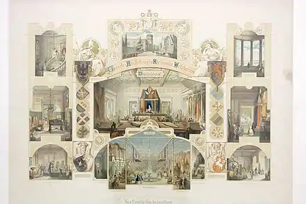 Illustration zur Provinzial-Gewerbe-Ausstellung für Rheinland und Westphalen, Caspar Scheuren, 1852