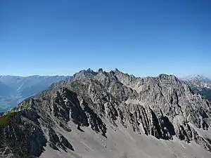 Die Nordkette von der Mandlspitze, Ausblick nach Westen