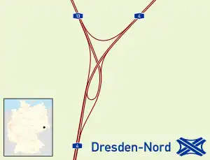 Übersichtskarte Autobahndreieck Dresden-Nord