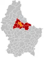 Lage von Erpeldingen an der Sauer im Großherzogtum Luxemburg