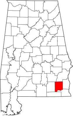 Karte von Dale County innerhalb von Alabama