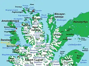 Karte des Albert-I-Lands,mit dem Magdalenefjord im Südwesten